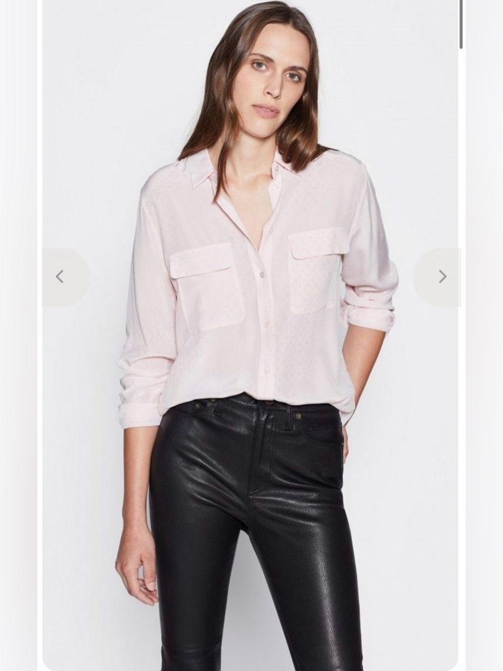 Equipment Femme Signature 100% SILK Champagne  Pink Lightweight Blouse, Size XS